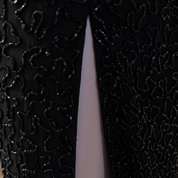 Vintage black strapless silk beaded gown size medium - Picture 9 of 16